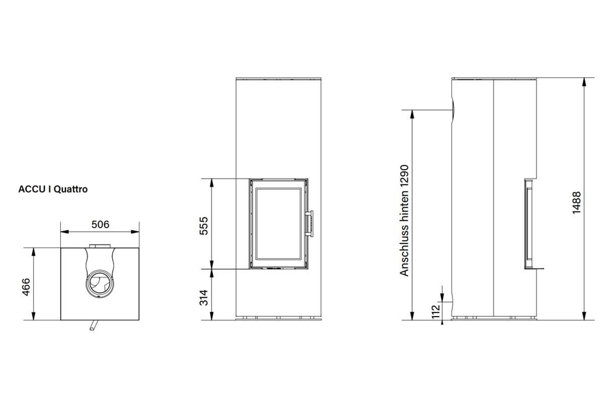 Speicher-Kaminofen Ofen Innovativ Accu I Quattro